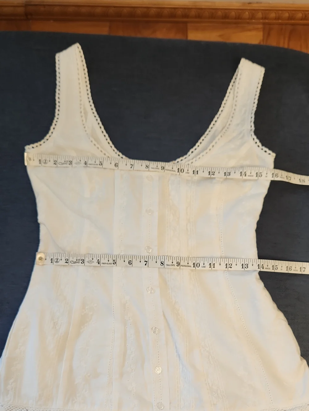 Guizio Aylin Eyelet Embroidered Ruffled Hem White Mini Dress Size S